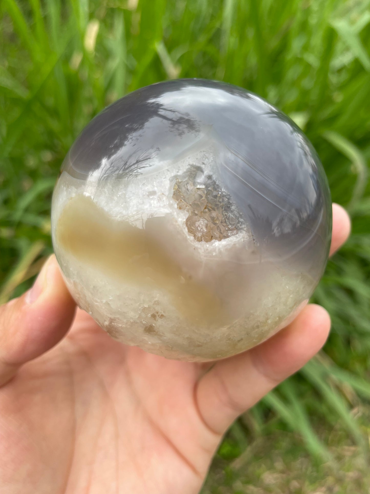 1.18LB Natural Geode Sphere,Agate Geode Ball,Natural Druse Ball,Crystal Ball Hole,Mineral Specimens,Crystal Heal,Crystal Gift,Home Decoration